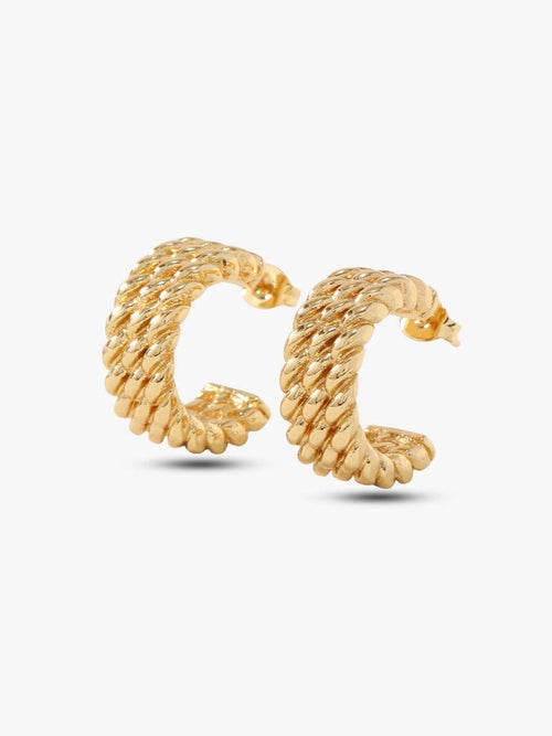 Braided Chain Hoop Earrings – Silver