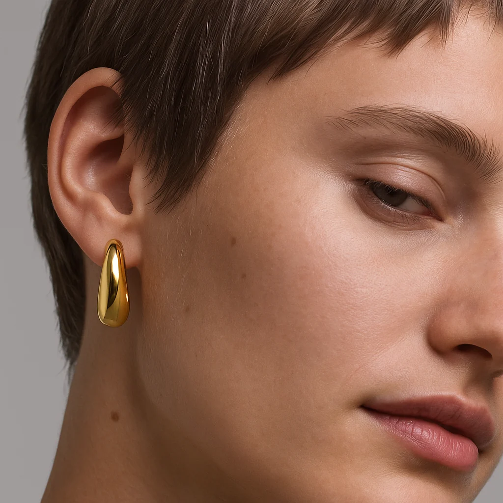 Yellow Gold Oval Earrings