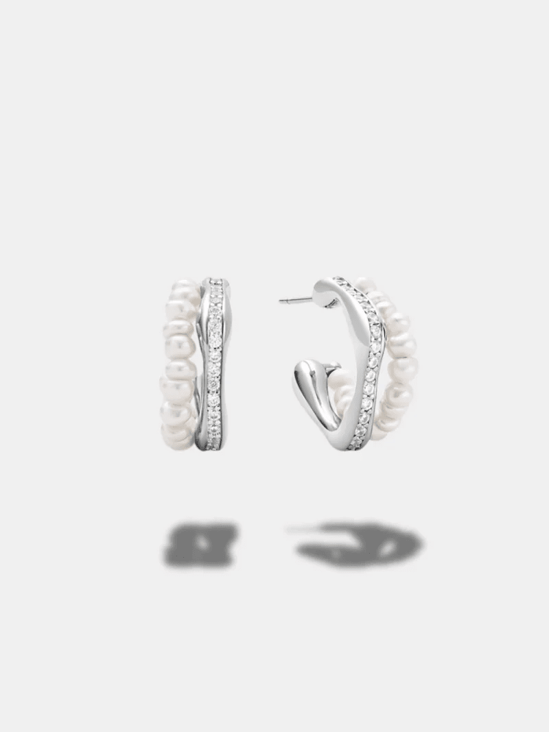 Pearl & Crystal Detail Hoop Earrings