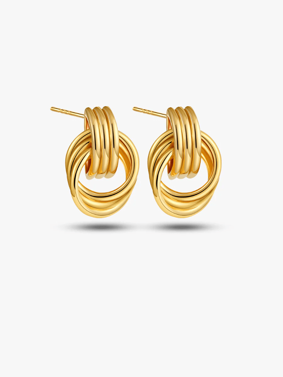 Layered Knot Circle Earrings